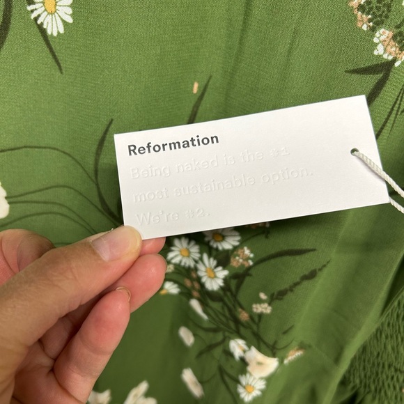 Reformation Lomita Olive Floral Long Sleeve Dress NWT - Picture 5 of 8